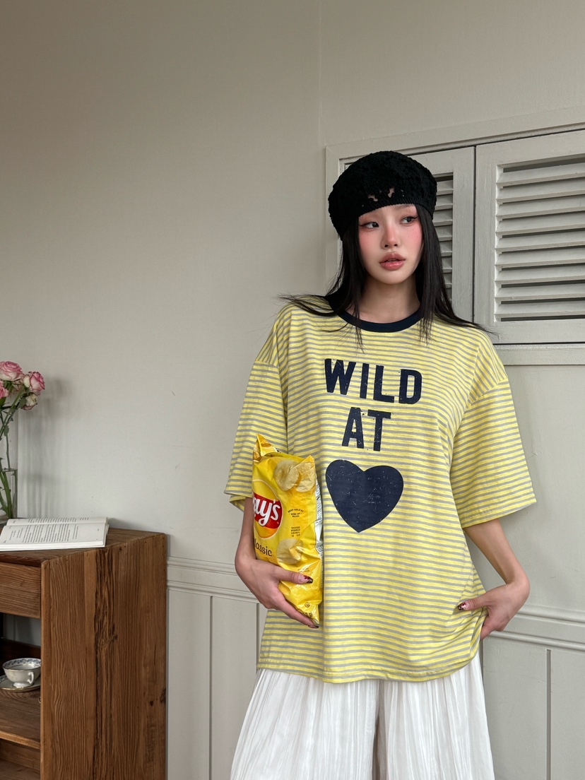 MAISONDEGLORY東大門㊣直郵女士新款時尚休閑25春夏T恤條紋MAISON DE GLORYT恤