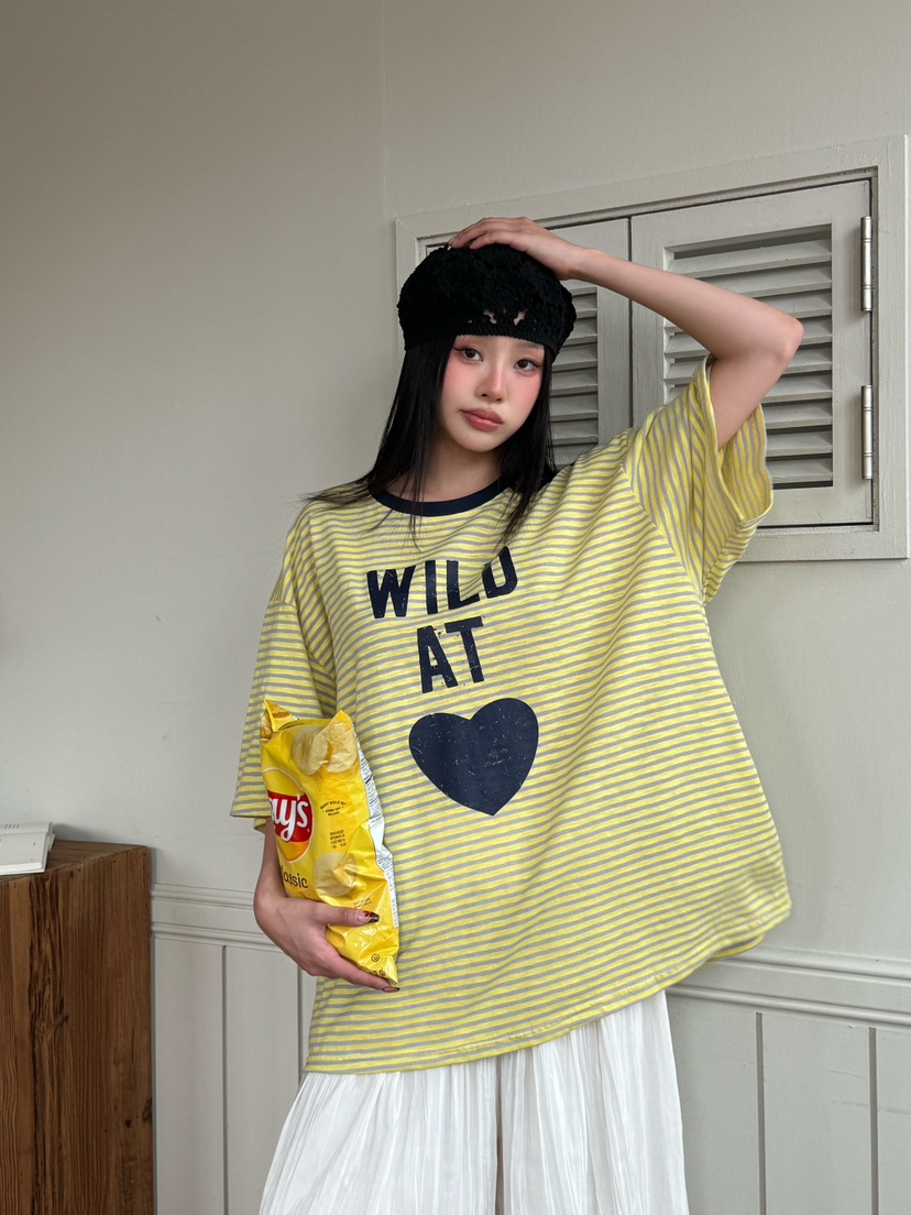 MAISONDEGLORY東大門㊣直郵女士新款時尚休閑25春夏T恤條紋MAISON DE GLORYT恤圖色2