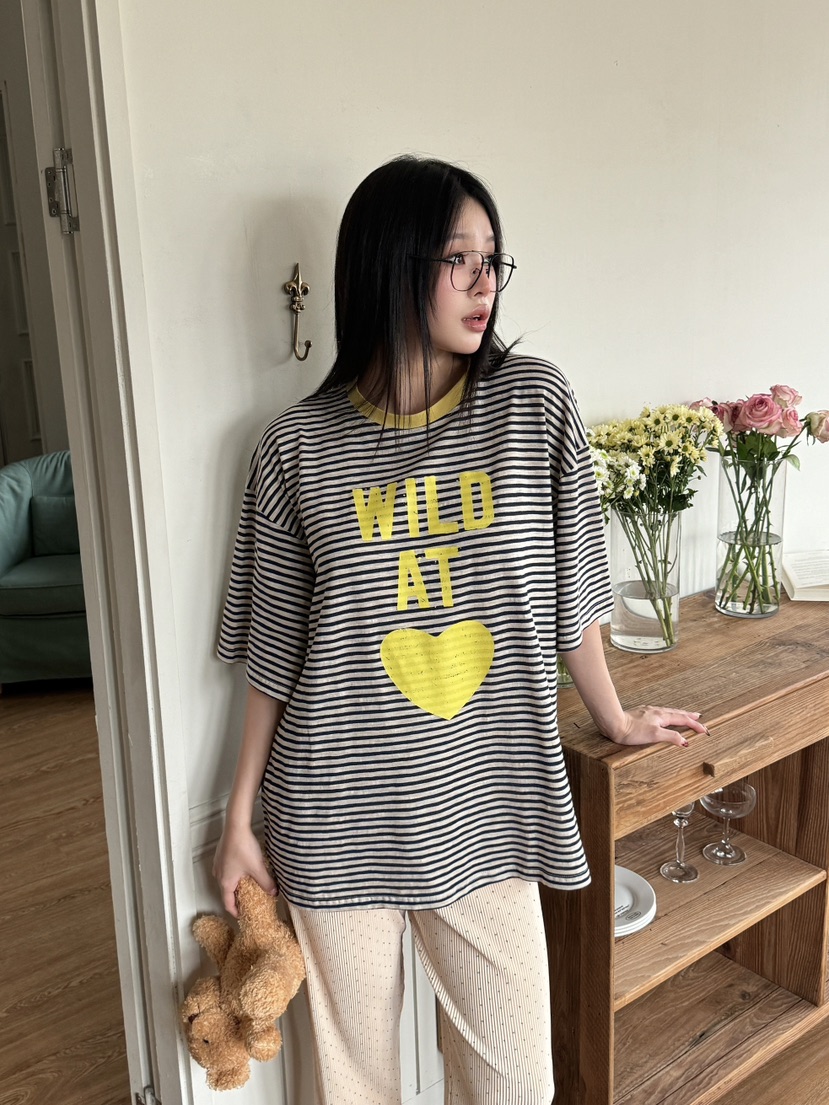MAISONDEGLORY東大門㊣直郵女士新款時尚休閑25春夏T恤條紋MAISON DE GLORYT恤圖色3