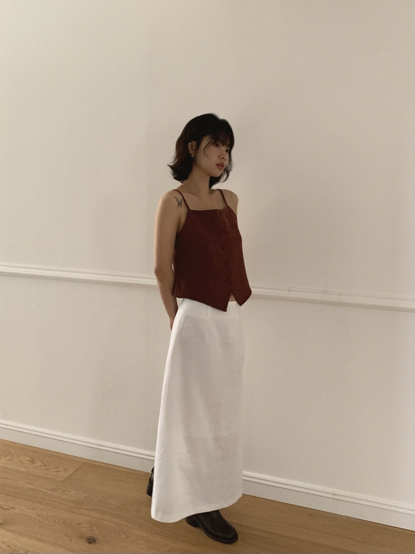SLAT韓國直郵㊣女士新款人氣真品推薦熱賣休閑長裙亞麻羅紋SLAT長裙