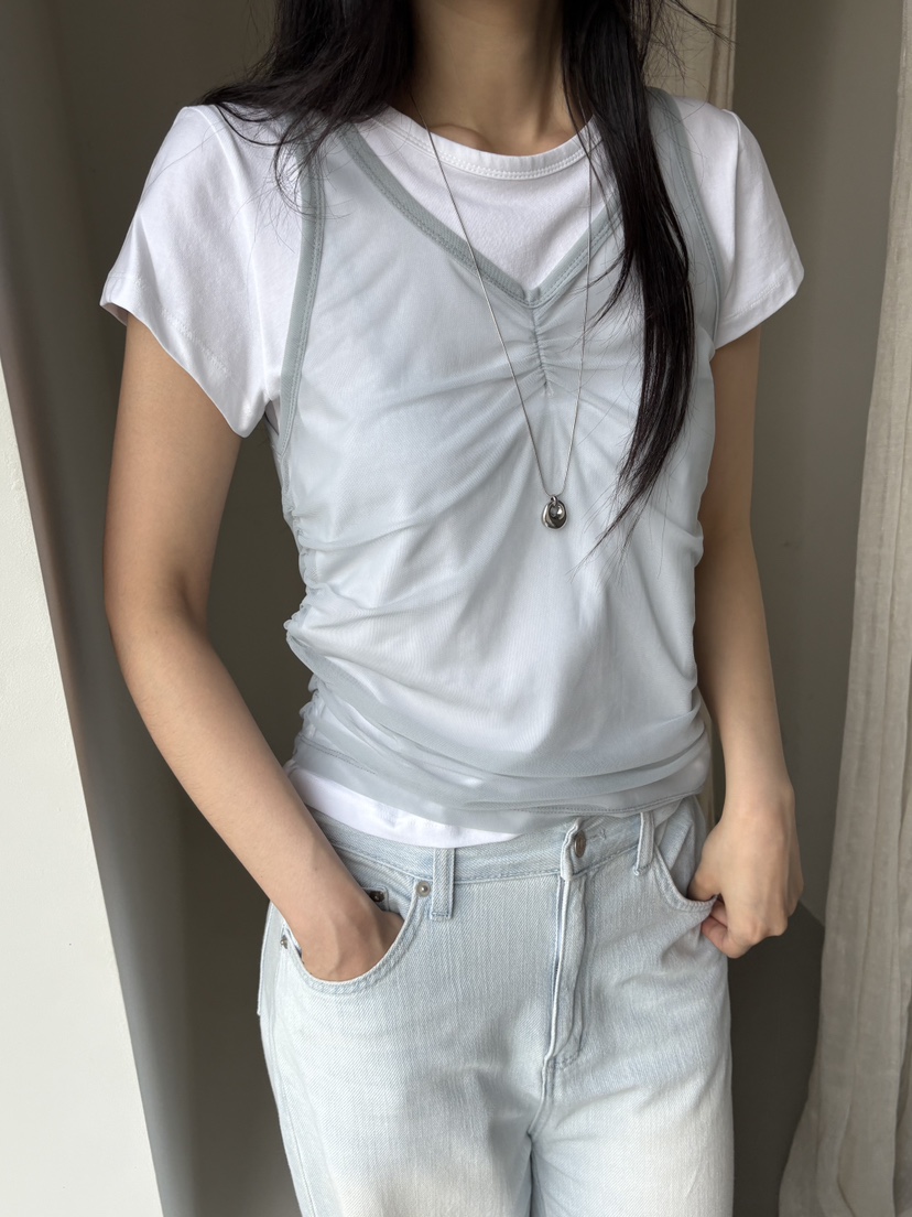 Verbena韓國代購㊣女士新品熱賣25春夏時尚休閑推薦T恤網眼VerbenaT恤