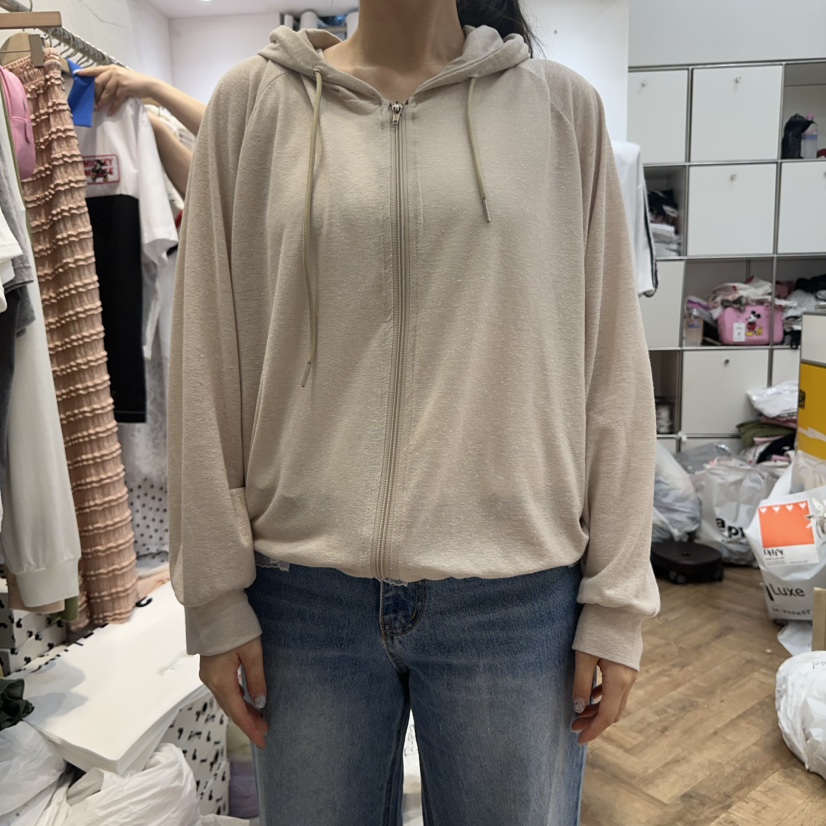 DE LINE東大門㊣實拍女士新款25春夏推薦時尚夾克兜帽亞麻DE LINE夾克圖色1