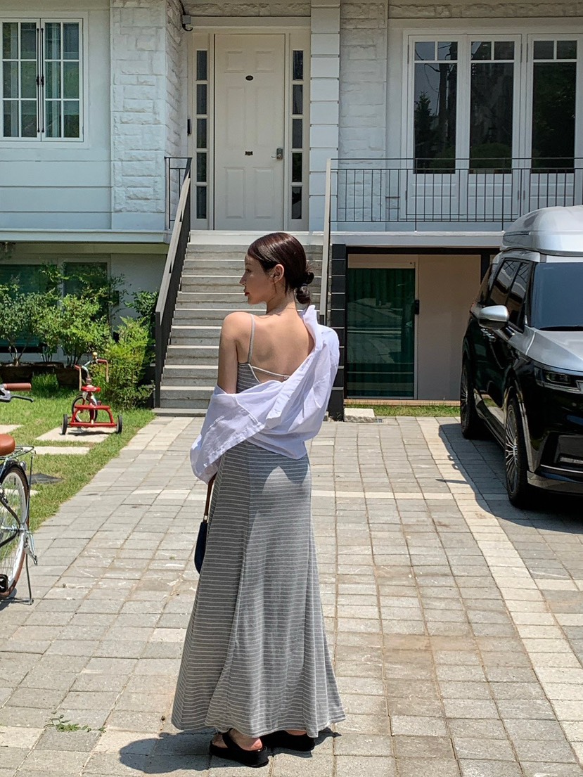 REVE CITE-L東大門㊣實拍女士新款職業休閑連衣裙喇叭長款REVE CITE連衣裙
