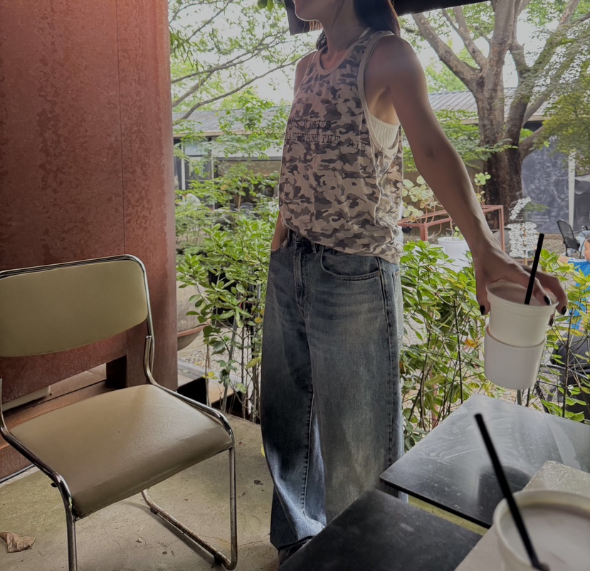 FRANC—L韓國代購㊣女裝新品人氣推薦25春夏真品吊帶背心迷彩FRANC吊帶/背心