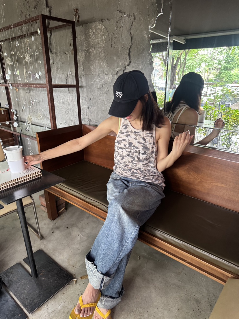 FRANC—L韓國代購㊣女裝新品人氣推薦25春夏真品吊帶背心迷彩FRANC吊帶/背心