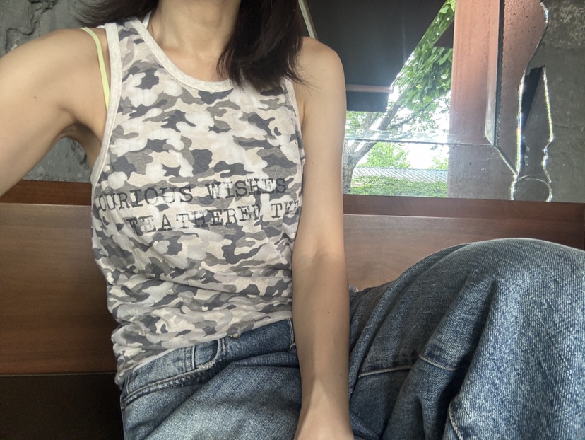 FRANC—L韓國代購㊣女裝新品人氣推薦25春夏真品吊帶背心迷彩FRANC吊帶/背心