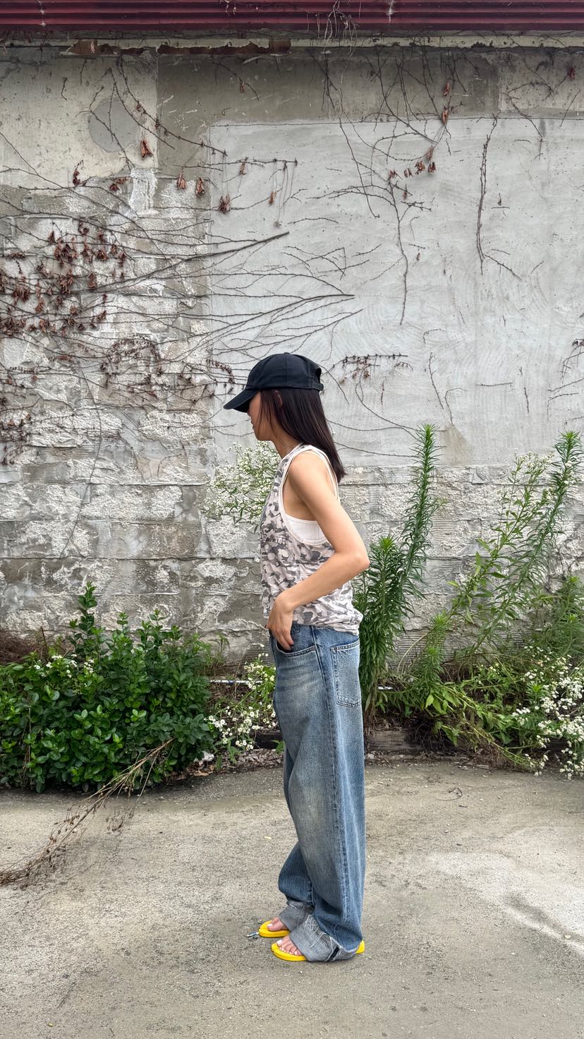 FRANC—L韓國代購㊣女裝新品人氣推薦25春夏真品吊帶背心迷彩FRANC吊帶/背心