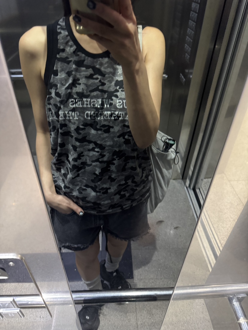 FRANC—L韓國代購㊣女裝新品人氣推薦25春夏真品吊帶背心迷彩FRANC吊帶/背心