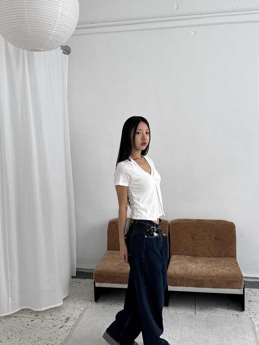 SUNDER MARKET韓國代購㊣女裝新品真品人氣時尚T恤掛脖開衫SUNDER MARKETT恤