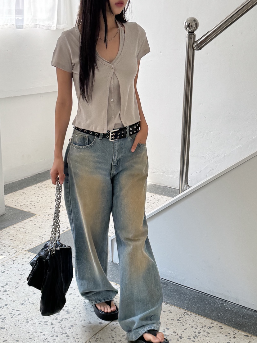 SUNDER MARKET韓國代購㊣女裝新品真品人氣時尚T恤掛脖開衫SUNDER MARKETT恤圖色2