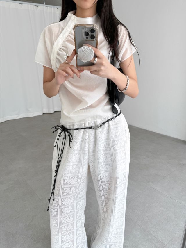 LIVE FOREVER東大門㊣實拍女士新款25春夏真品時尚襯衫蕾絲衫LIVE FOR_EVER襯衫/蕾絲衫