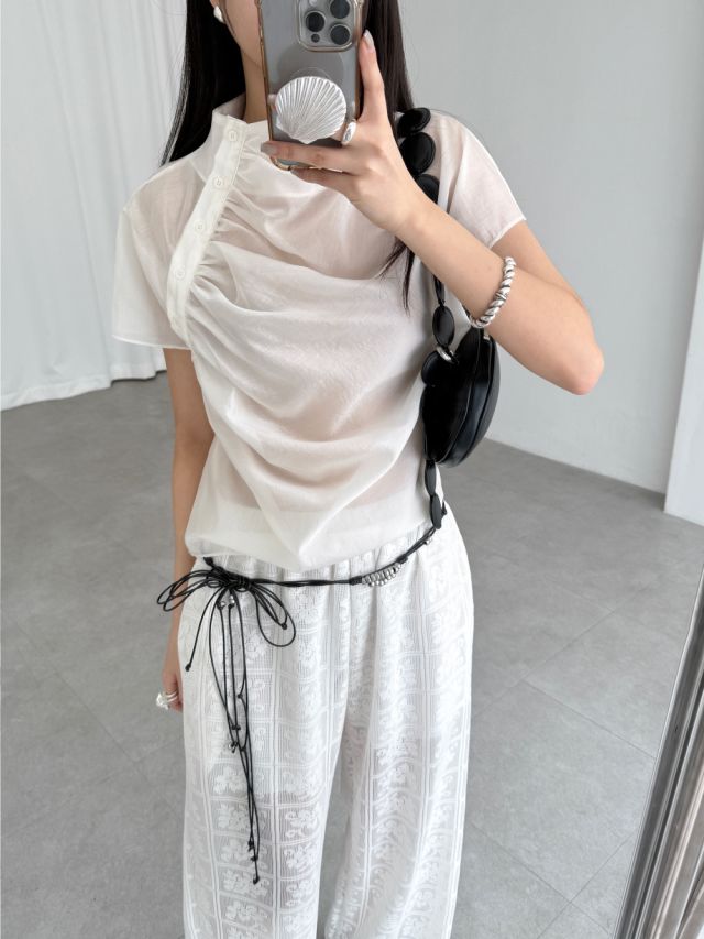 LIVE FOREVER東大門㊣實拍女士新款25春夏真品時尚襯衫蕾絲衫LIVE FOR_EVER襯衫/蕾絲衫圖色2