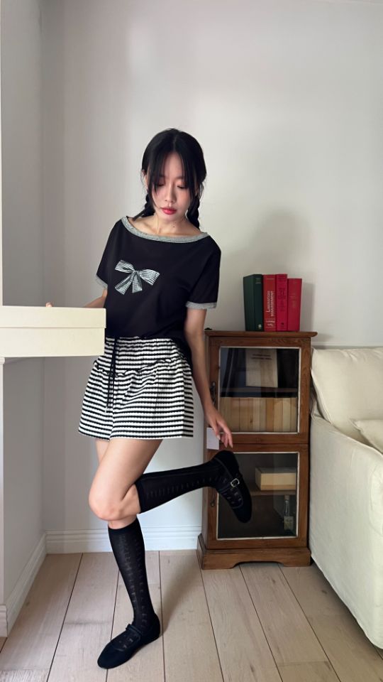 HEY/TO SEWING東大門㊣直郵女士新款時尚推薦25春夏T恤格紋BY HEY/TO SEWINGT恤