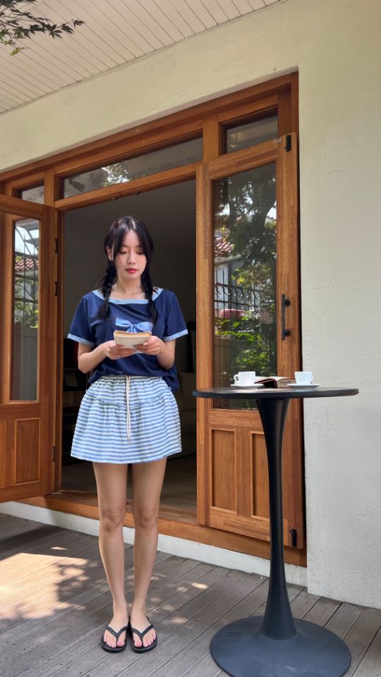HEY/TO SEWING東大門㊣直郵女士新款時尚推薦25春夏T恤格紋BY HEY/TO SEWINGT恤