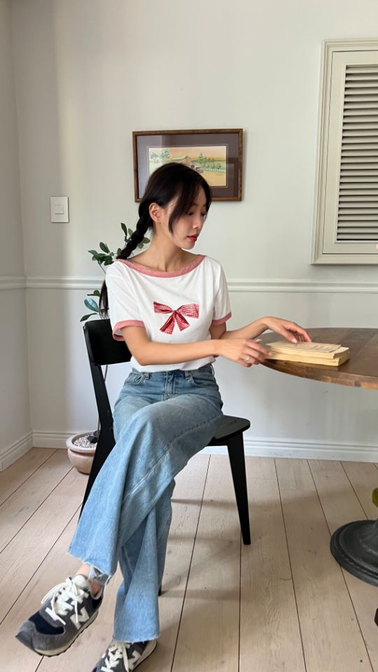 HEY/TO SEWING東大門㊣直郵女士新款時尚推薦25春夏T恤格紋BY HEY/TO SEWINGT恤