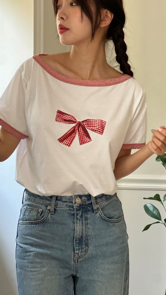 HEY/TO SEWING東大門㊣直郵女士新款時尚推薦25春夏T恤格紋BY HEY/TO SEWINGT恤圖色3