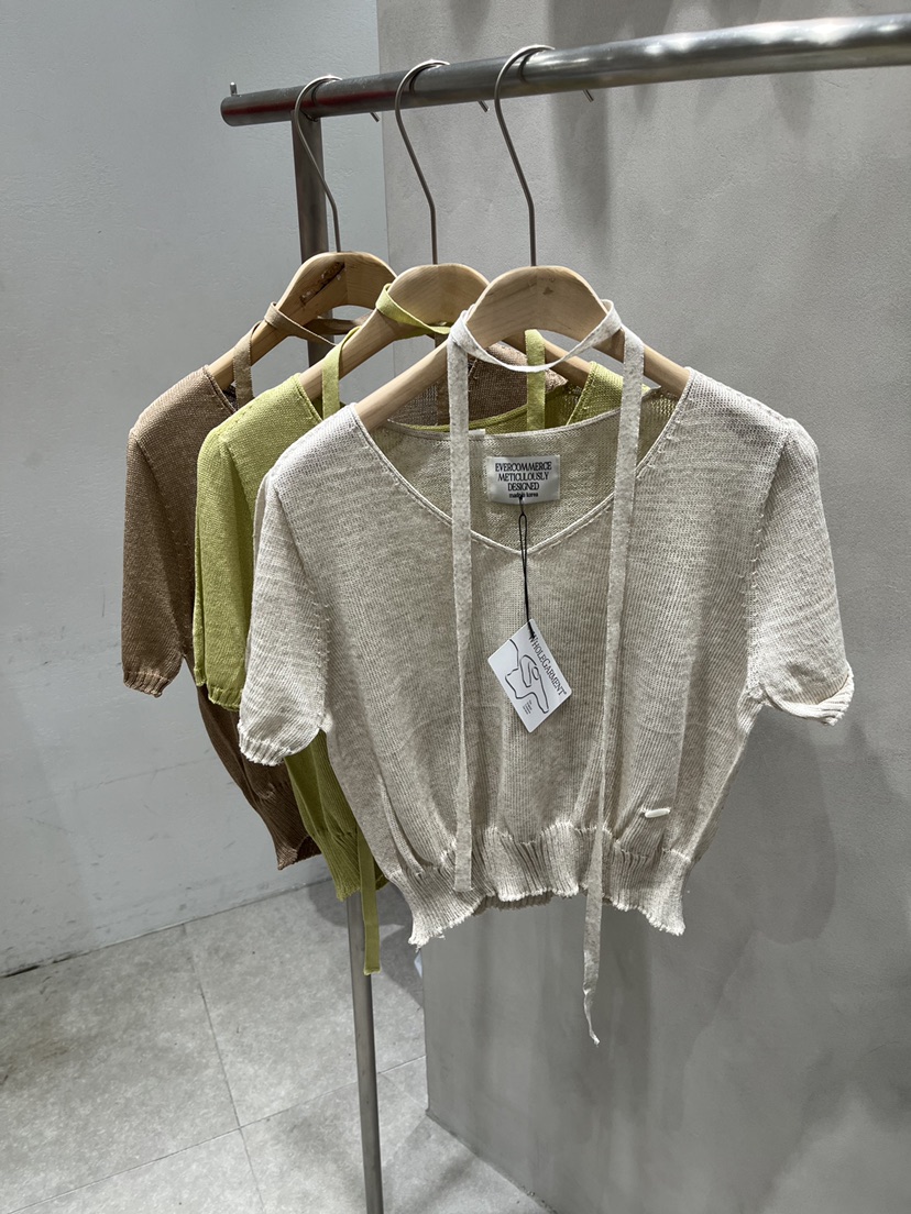 EVERCOMMERCE METICULOUSLY DESIGNED韓國代購㊣女士新品休閑針織衫含脖帶EVERCOMMERCE METICULOUSLY DESIGNED針織衫