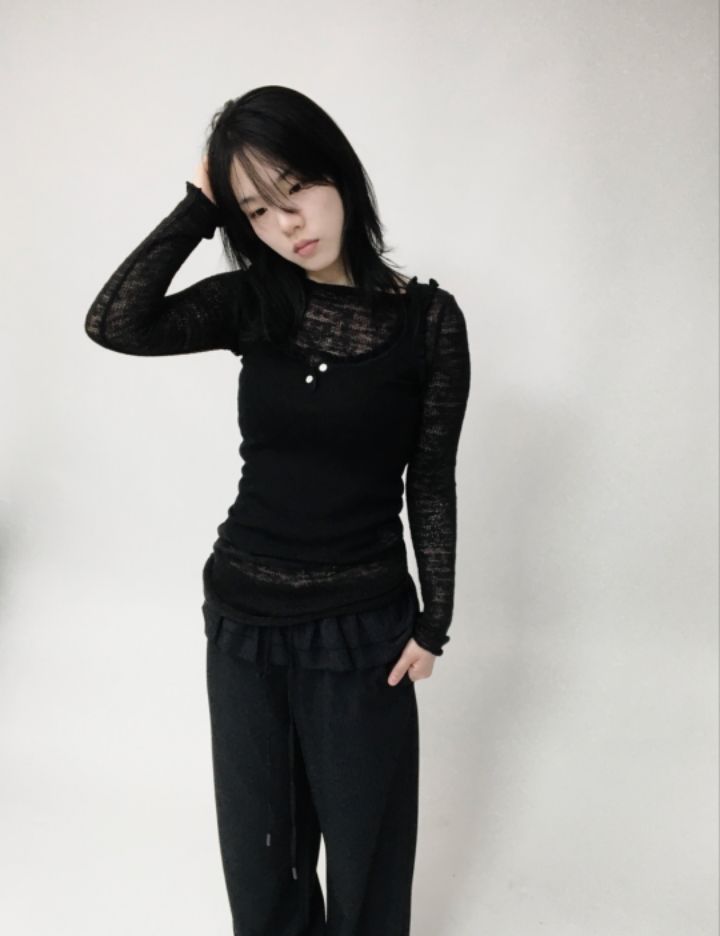 LIVE FOREVER東大門㊣直郵女裝新款職業推薦25春夏針織衫網眼LIVE FOR_EVER針織衫