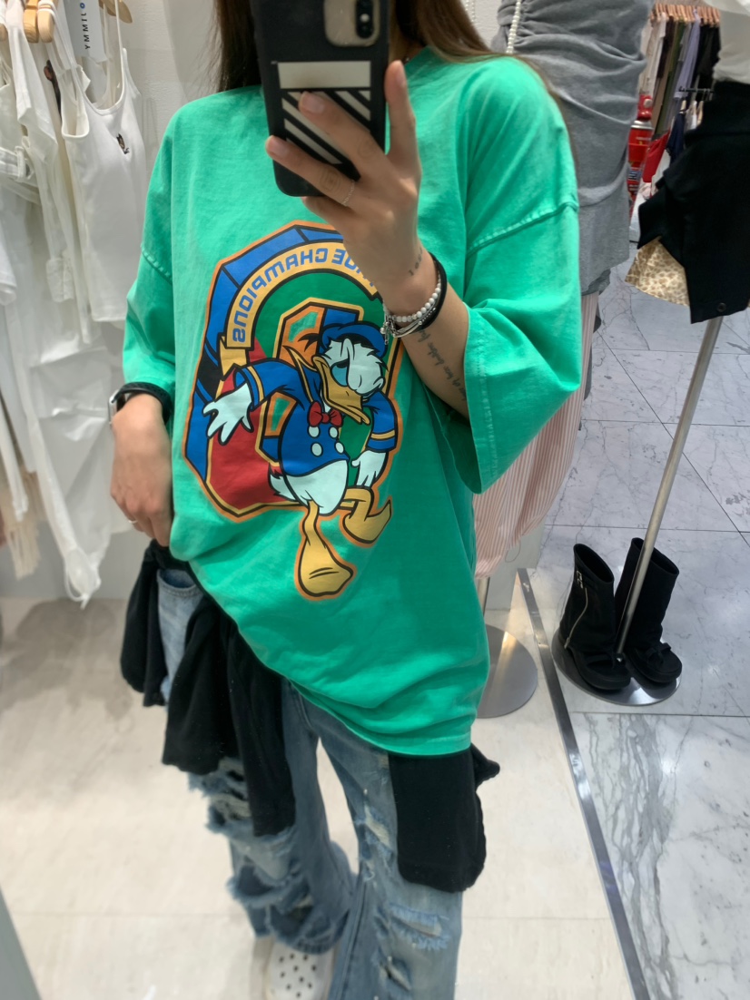 JIMMY韓國代購㊣女裝新品休閑人氣職業25春夏真品時尚T恤鴨JIMMY/REMAKET恤