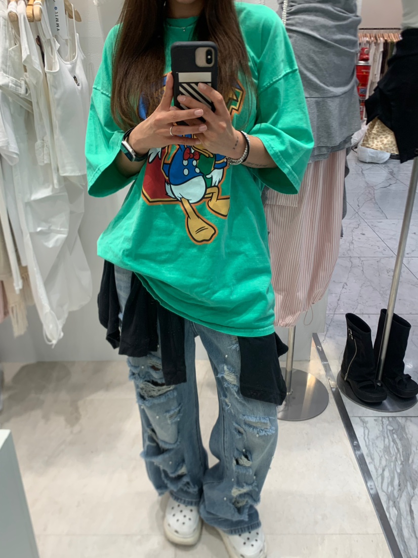 JIMMY韓國代購㊣女裝新品休閑人氣職業25春夏真品時尚T恤鴨JIMMY/REMAKET恤