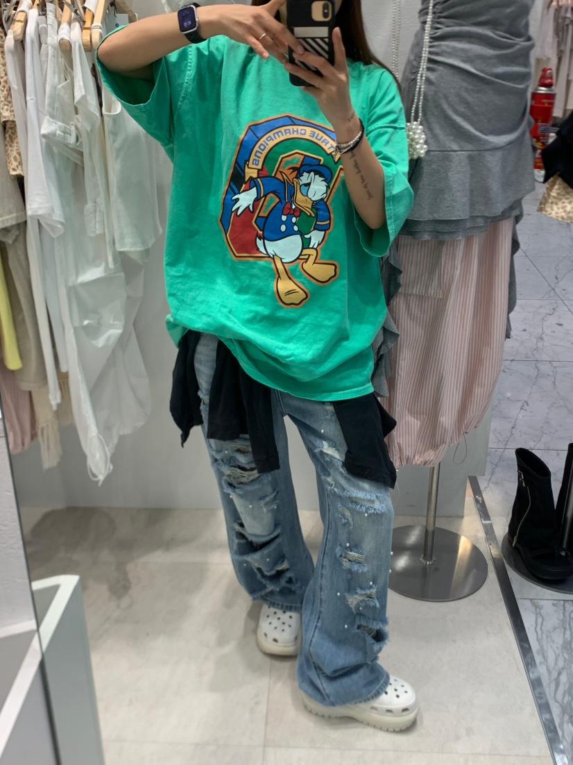 JIMMY韓國代購㊣女裝新品休閑人氣職業25春夏真品時尚T恤鴨JIMMY/REMAKET恤