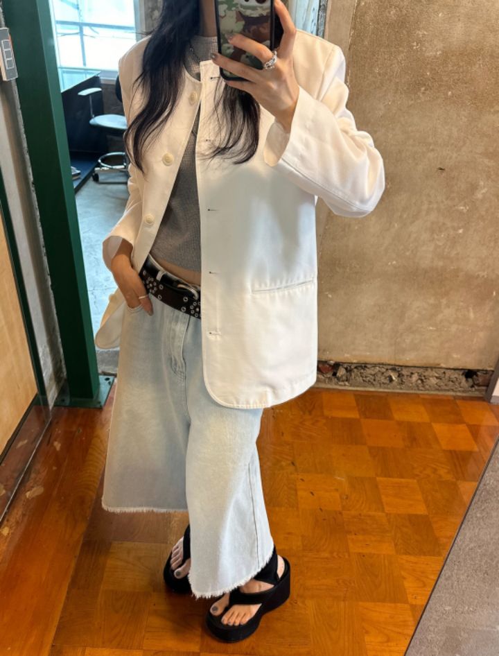LIVE FOREVER東大門㊣代購女士新款熱賣25春夏休閑職業夾克LIVE FOR_EVER夾克圖色1