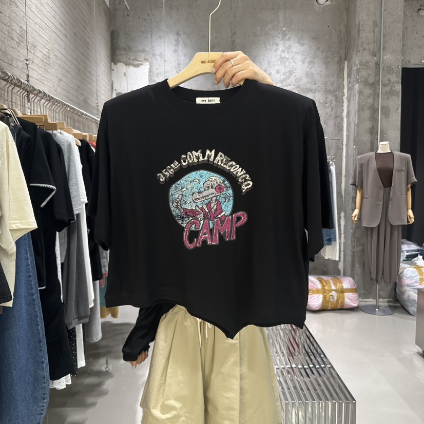 JUNI韓國代購㊣女裝新品職業時尚休閑真品人氣推薦T恤不含腰帶my juniT恤圖色4
