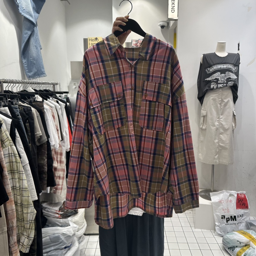 THE WEEKND東大門㊣直郵女士新品休閑職業真品襯衫蕾絲衫格紋THE WEEKND襯衫/蕾絲衫