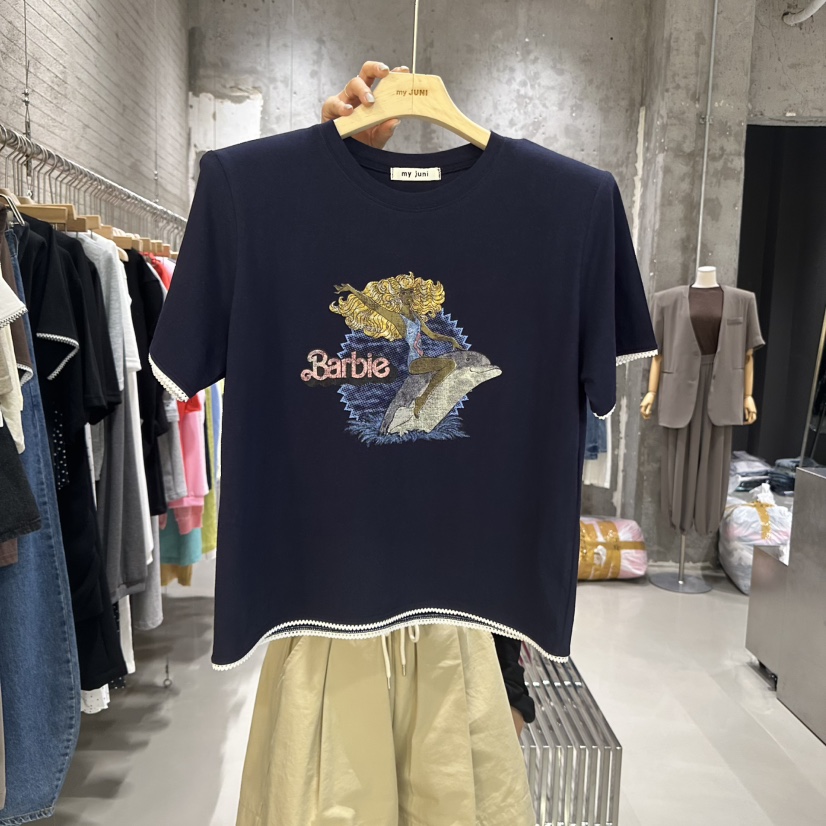 JUNI韓國直郵㊣女裝新款25春夏職業真品時尚休閑人氣熱賣T恤my juniT恤圖色2