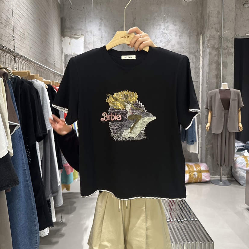 JUNI韓國直郵㊣女裝新款25春夏職業真品時尚休閑人氣熱賣T恤my juniT恤圖色4