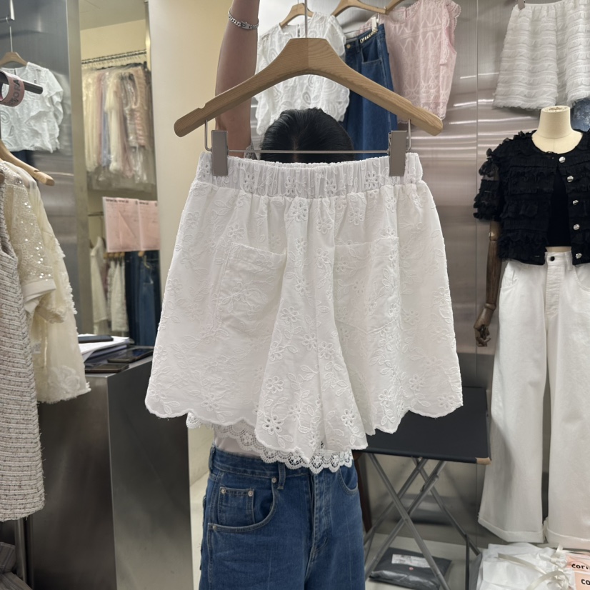 CORNER韓國代購㊣女士新款推薦25春夏人氣職業熱賣短褲刺繡CORNER.302短褲