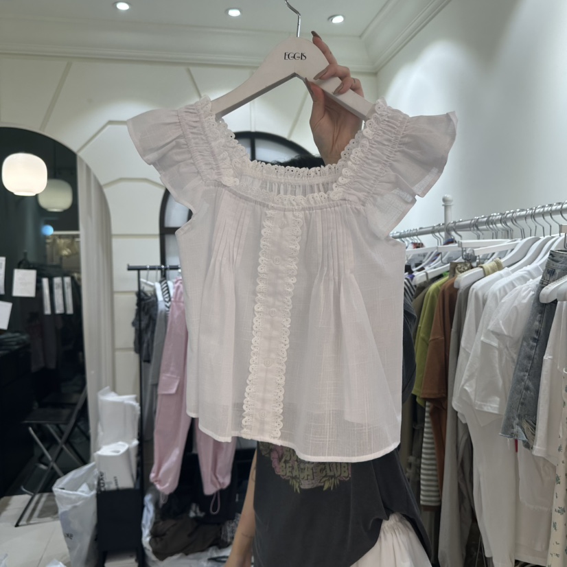 EGG IS韓國代購㊣女裝新品真品推薦時尚人氣休閑襯衫蕾絲衫EGG IS襯衫/蕾絲衫