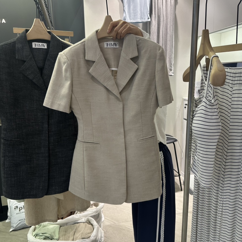 UNA/THE MAY東大門㊣直郵女裝新款職業真品人氣推薦夾克亞麻THEMAY/UNA夾克圖色2