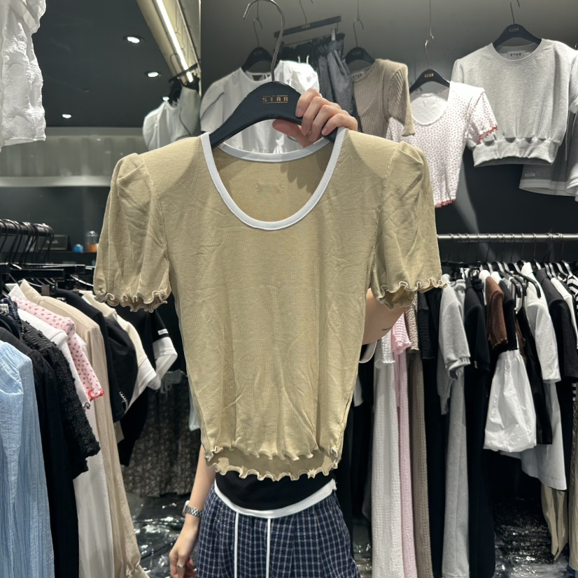 STAR-L韓國代購㊣女裝新款休閑推薦25春夏人氣時尚職業T恤STAR-LT恤圖色2