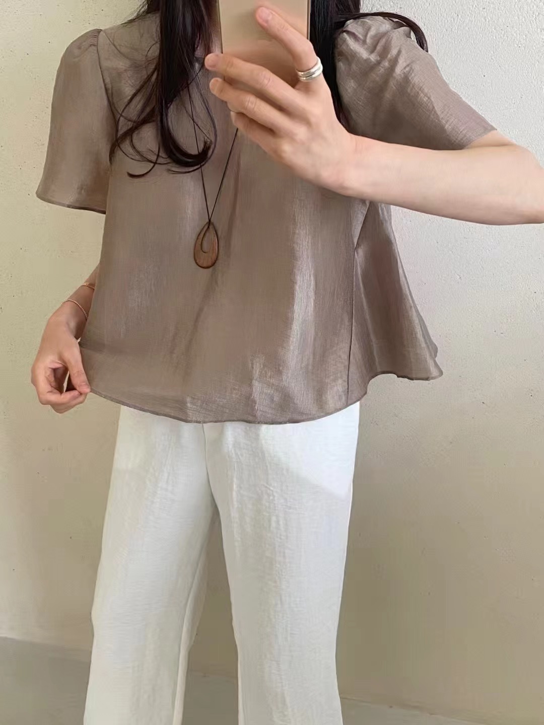 ONDO東大門㊣代購女士新款休閑推薦職業25春夏襯衫蕾絲衫荷葉邊BUMBLE BEE襯衫/蕾絲衫