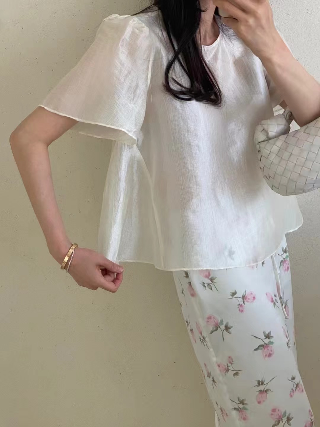 ONDO東大門㊣代購女士新款休閑推薦職業25春夏襯衫蕾絲衫荷葉邊BUMBLE BEE襯衫/蕾絲衫