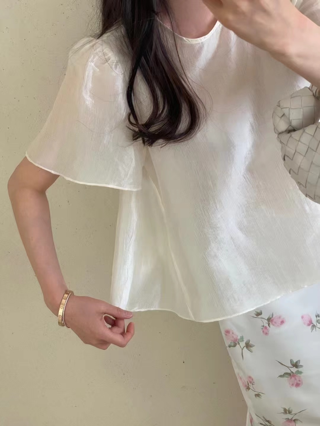 ONDO東大門㊣代購女士新款休閑推薦職業25春夏襯衫蕾絲衫荷葉邊BUMBLE BEE襯衫/蕾絲衫