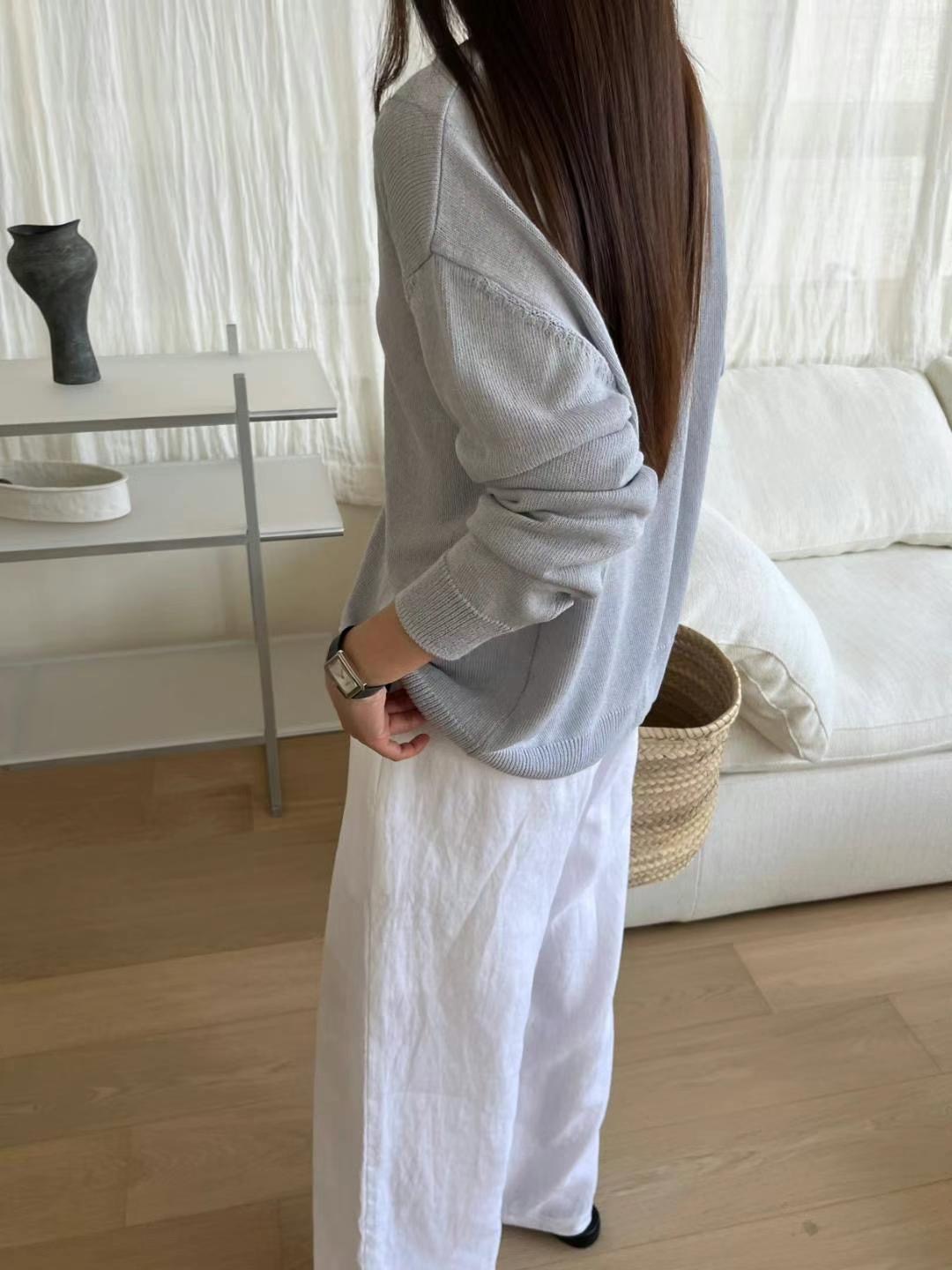 SIMPIEBEIGE東大門㊣直郵女裝新品休閑25春夏針織衫亞麻開衫SIMPIEBEIGE針織衫
