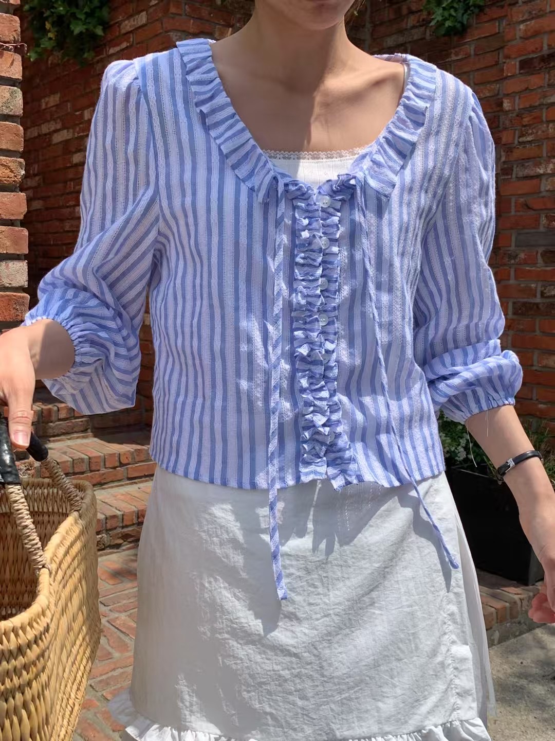 FORME韓國代購㊣女裝新品真品時尚25春夏休閑人氣襯衫蕾絲衫FORME襯衫/蕾絲衫