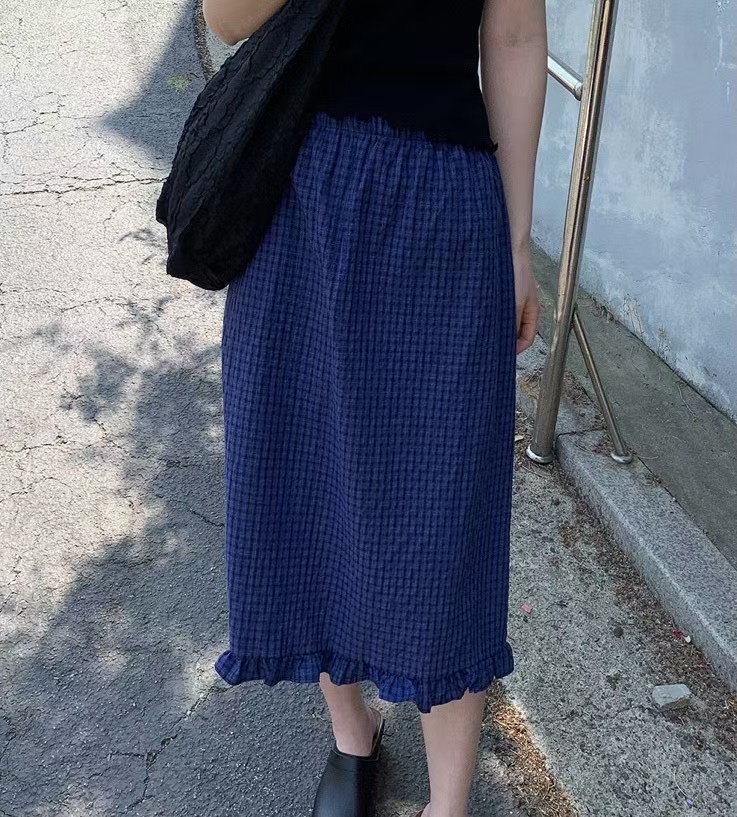FORME韓國代購㊣女裝新款職業人氣休閑真品半身裙中短裙格紋FORME半身裙/中短裙圖色2