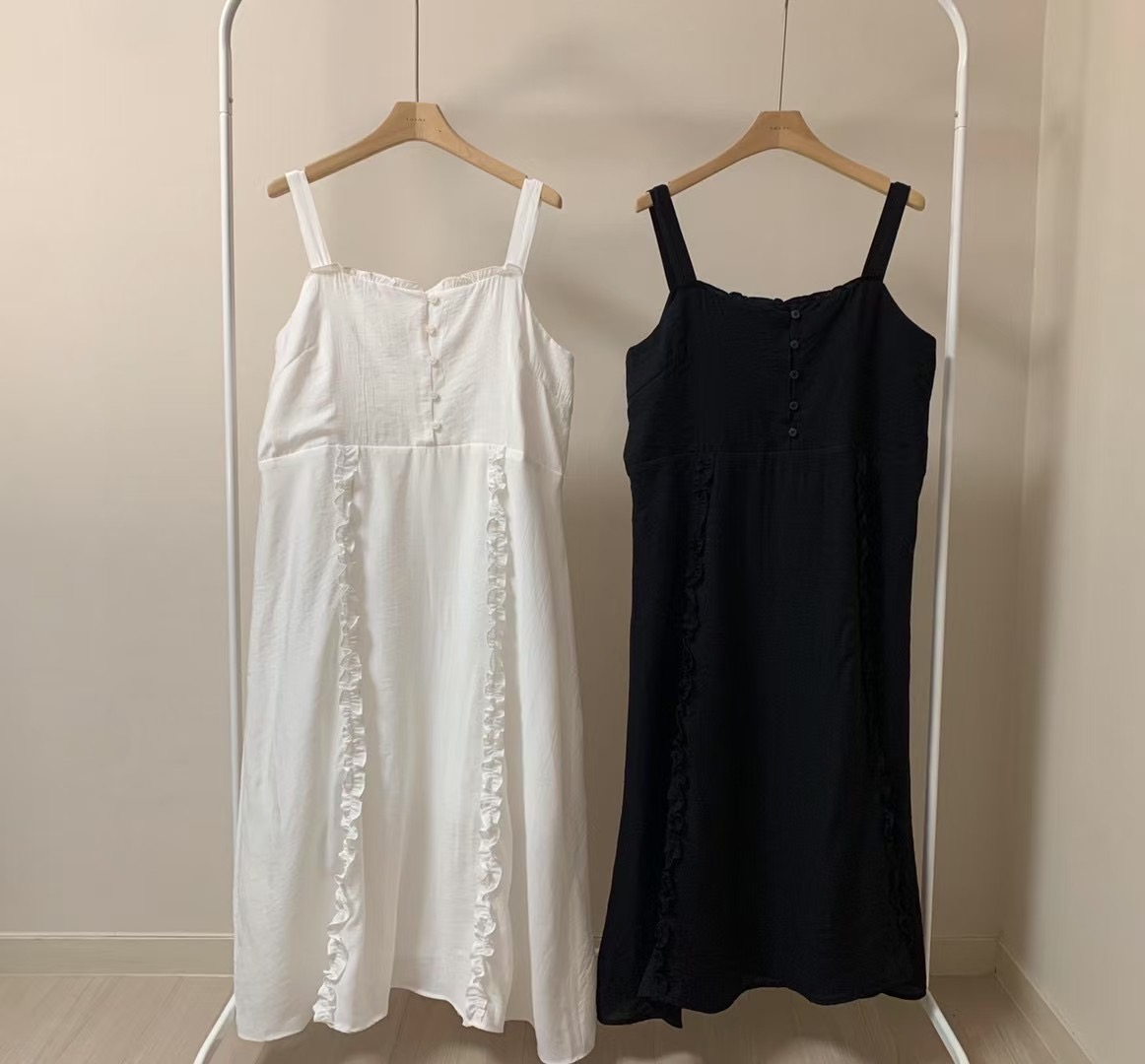 FORME東大門㊣實拍女裝新款休閑人氣25春夏連衣裙荷葉邊紐扣FORME連衣裙