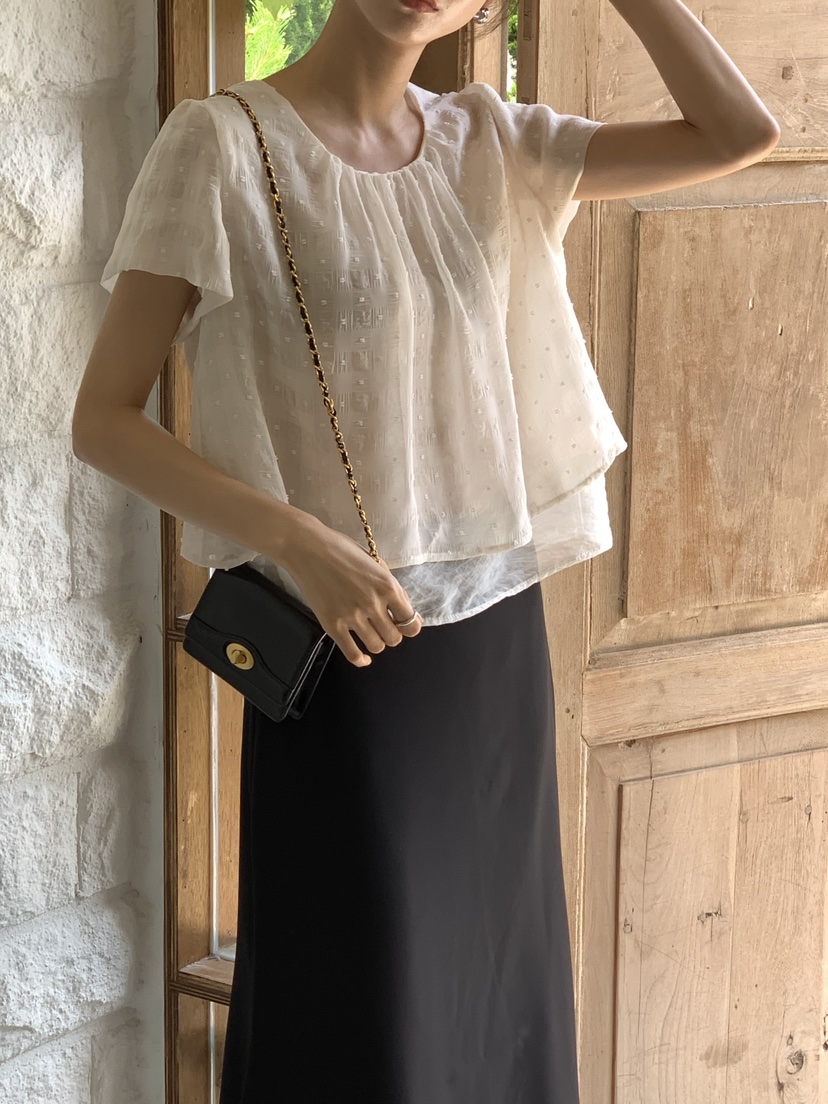FRILL-T東大門㊣實拍女士新品真品人氣休閑25春夏襯衫蕾絲衫FRILL-T襯衫/蕾絲衫