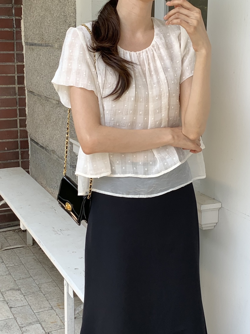 FRILL-T東大門㊣實拍女士新品真品人氣休閑25春夏襯衫蕾絲衫FRILL-T襯衫/蕾絲衫