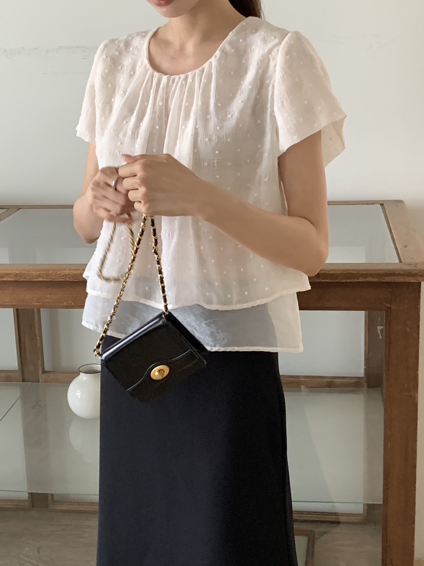 FRILL-T東大門㊣實拍女士新品真品人氣休閑25春夏襯衫蕾絲衫FRILL-T襯衫/蕾絲衫