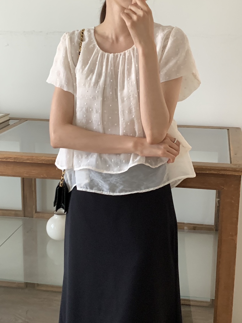 FRILL-T東大門㊣實拍女士新品真品人氣休閑25春夏襯衫蕾絲衫FRILL-T襯衫/蕾絲衫