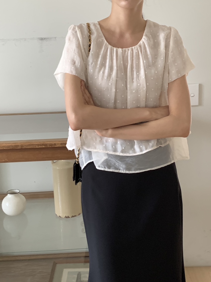 FRILL-T東大門㊣實拍女士新品真品人氣休閑25春夏襯衫蕾絲衫FRILL-T襯衫/蕾絲衫