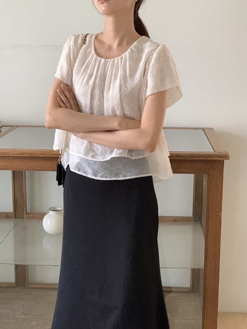 FRILL-T東大門㊣實拍女士新品真品人氣休閑25春夏襯衫蕾絲衫FRILL-T襯衫/蕾絲衫