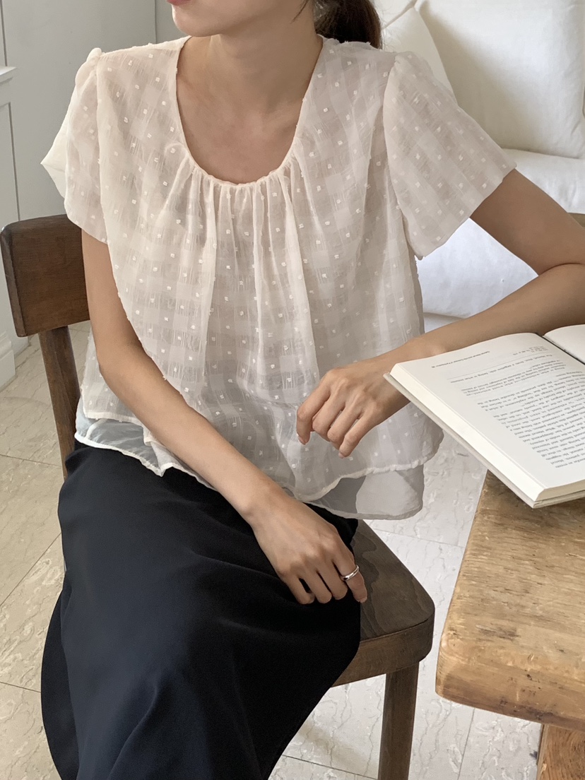 FRILL-T東大門㊣實拍女士新品真品人氣休閑25春夏襯衫蕾絲衫FRILL-T襯衫/蕾絲衫