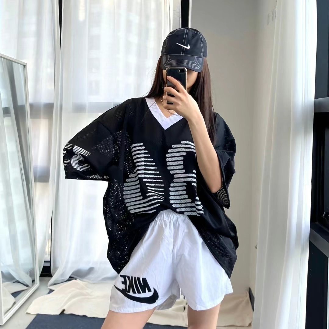 COVER FIT東大門㊣直郵女士新款人氣真品推薦休閑T恤V領網眼COVER FITT恤