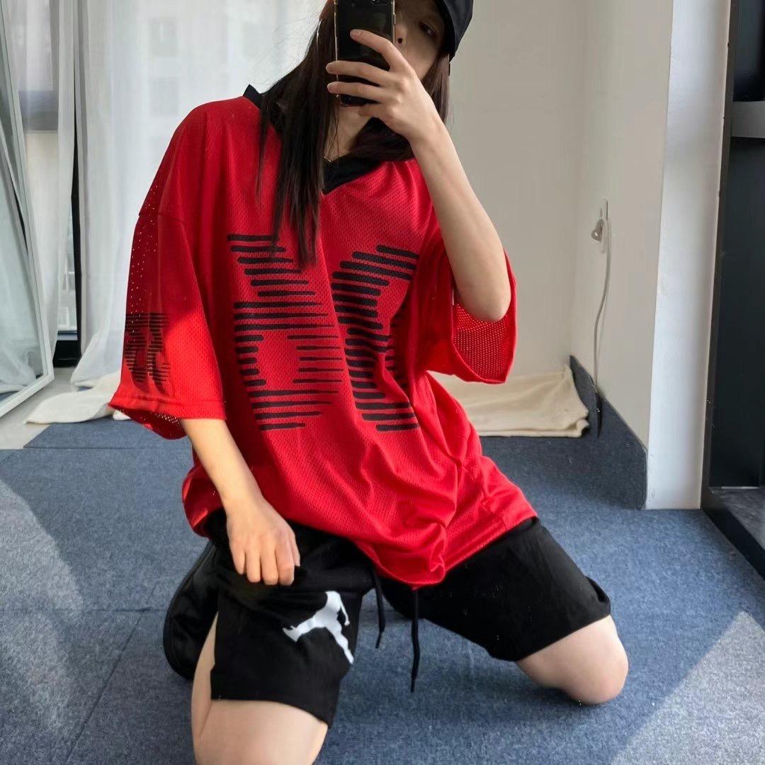 COVER FIT東大門㊣直郵女士新款人氣真品推薦休閑T恤V領網眼COVER FITT恤圖色2